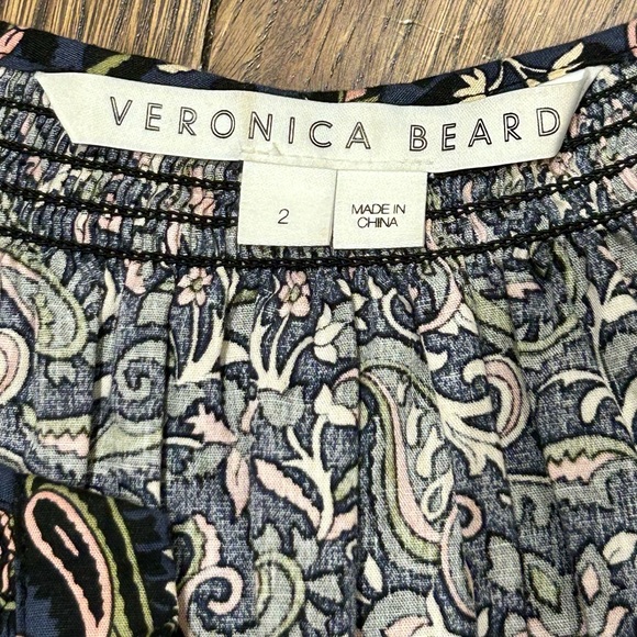 Veronica Beard Navy Paisley 3/4 Sleeve Dress - Picture 9 of 12